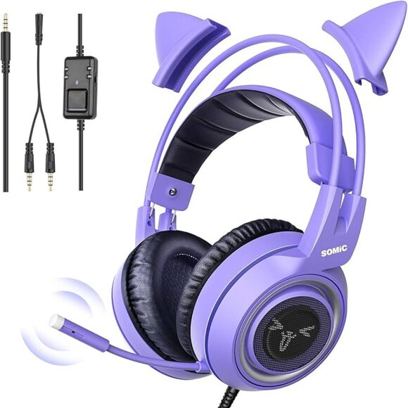 Somic G915S Purple Gaming Stereo Headset With Mic - Picture 1 of 7